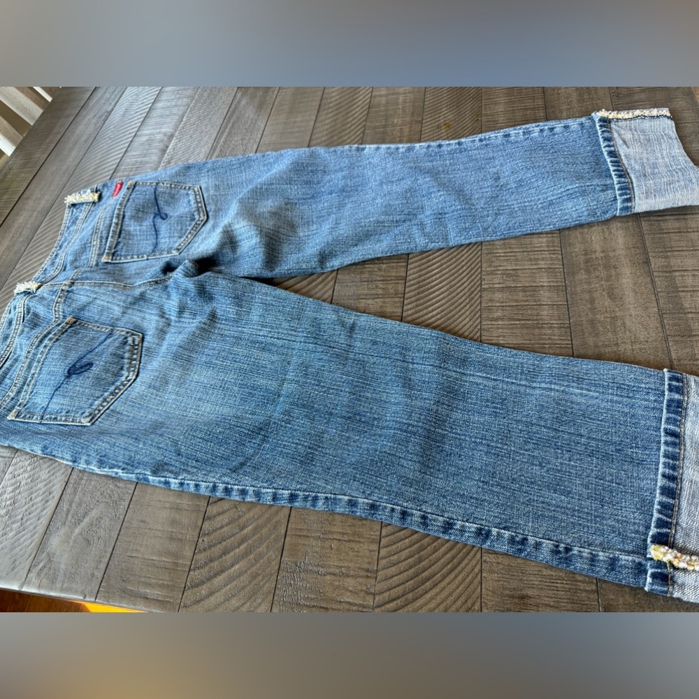 Vintage Guess Beaded Cropped Ankle Jeans with Cuffed Design Women’s Size 27 - Picture 12 of 12